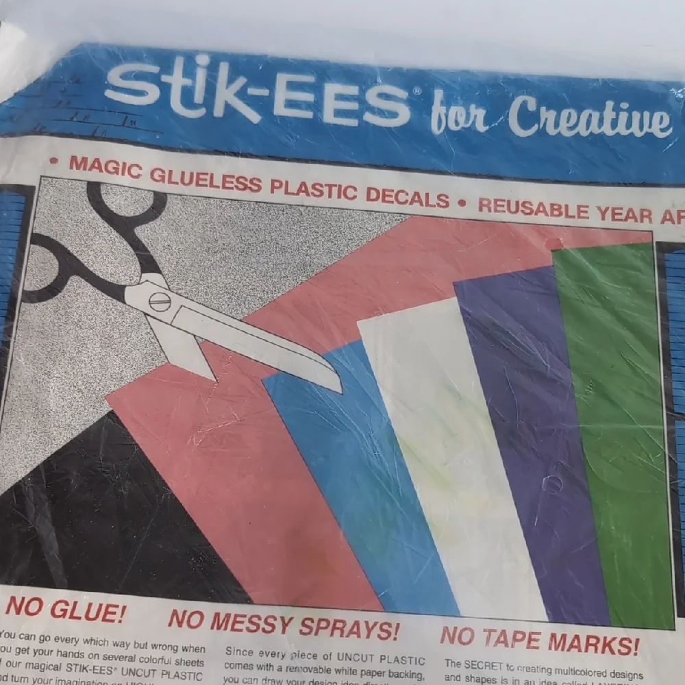 Vtg Stik-EES Vinyl Window Decals Clings1992 NIP Six Colors Make Your Own!
